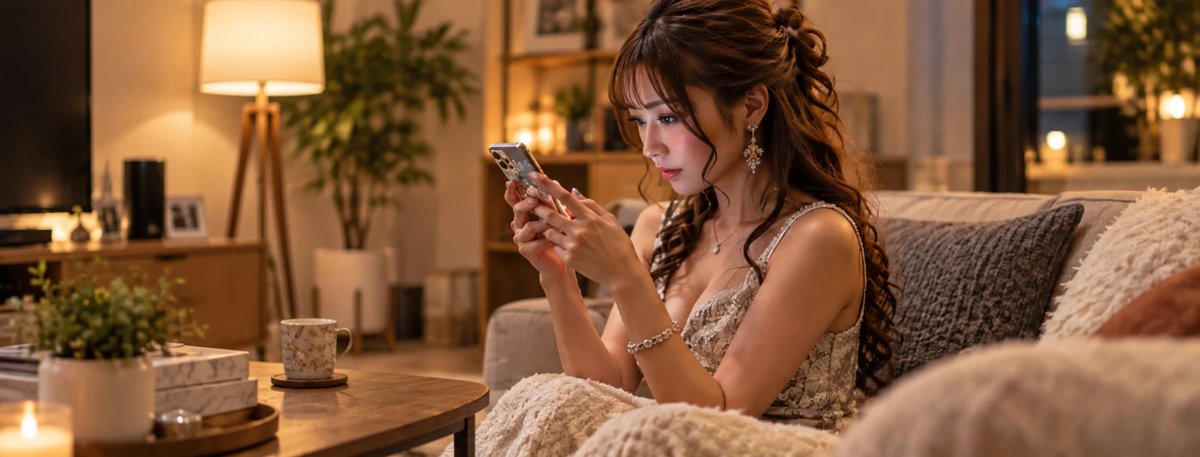 スマホでLINE相談をする女性